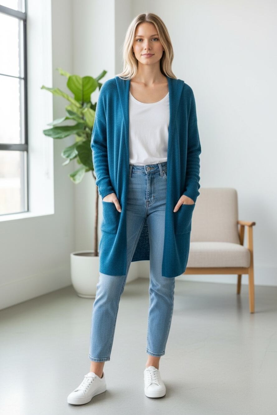 NEIMAN MARCUS Cashmere Cardigan Size S Lovely Blue Pockets Sweater